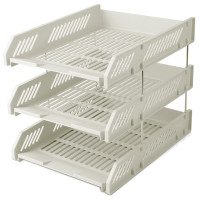 Лоток горизонтальный DELI, 3-х рядный,  пластик, серый