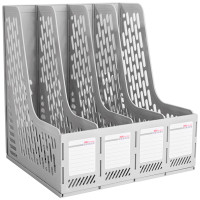 Лоток вертикальный DELI, 4 отделения, серый