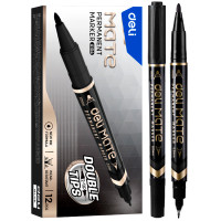 Маркер для CD/DVD DELI "Mate" перманентный двухсторонний, 0,5-1,0 мм, черный