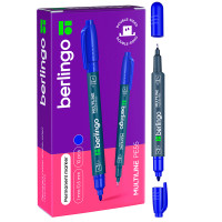 Маркер перманентный BERLINGO "Multiline PE55" двухсторонний, 0,5-1 мм, синий