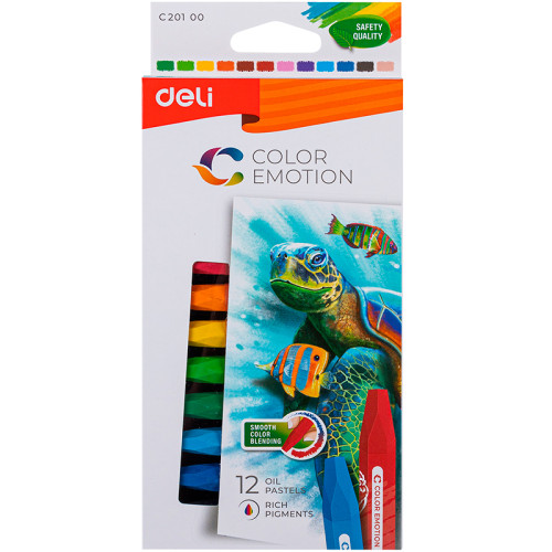 Мелки восковые Deli "Color Emotion", пастельные, масляные, 12 цветов, картон
