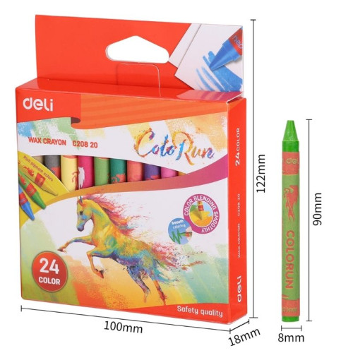 Мелки восковые Deli "ColoRun", пастельные, 24 цвета, картон Мелки восковые Deli "ColoRun", пастельные, 24 цвета, картон