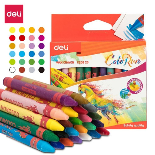 Мелки восковые Deli "ColoRun", пастельные, 24 цвета, картон Мелки восковые Deli "ColoRun", пастельные, 24 цвета, картон