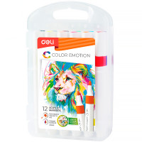 Набор акриловых маркеров Deli "Color Emotion", универсальные, 12 цветов