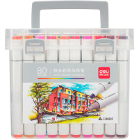 Набор маркеров для скетчинга DELI, двухсторонний 1/6 мм, 80 цветов, пластиковый кейс