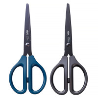 Ножницы DELI, 170 мм, с черным лезвием, пластиковые ручки, цвет ассорти