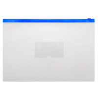 Папка-конверт на молнии Бюрократ, А4+, 150 мкм, карман, полипропилен,  синяя