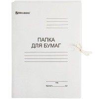 Папка с завязками BRAUBERG, А4 формат, немелованный картон, 300 гр, белая