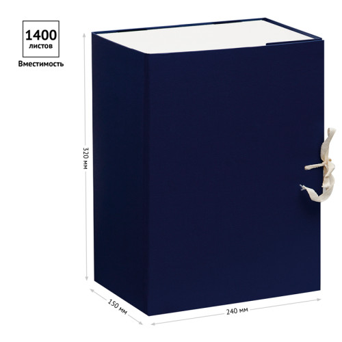 Архивный короб OfficeSpace на завязках, 320x240x150 мм, бумвинил, синий