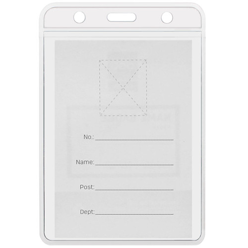 Бейдж вертикальный DELI, 80x128 мм, пластиковый