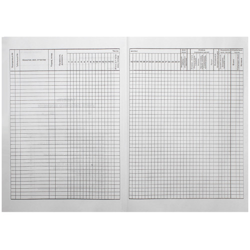 Бланк "Табель учета рабочего времени" А3, 1 лист