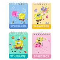 Блокнот Deli "SpongeBob" на спирали, А7, 100 листов в клетку
