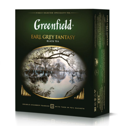 Чай Greenfield Earl Grey Fantasy черный с бергамотом, 100 пакетиков