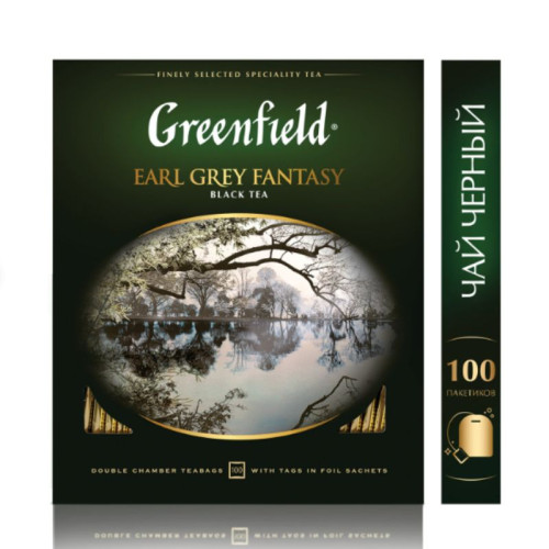 Чай Greenfield Earl Grey Fantasy черный с бергамотом, 100 пакетиков