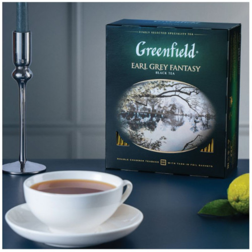 Чай Greenfield Earl Grey Fantasy черный с бергамотом, 100 пакетиков