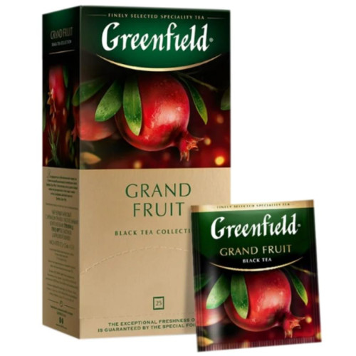 Чай Greenfield Grand Fruit черный с гранатом, гибискусом, розмарином 25 пакетиков