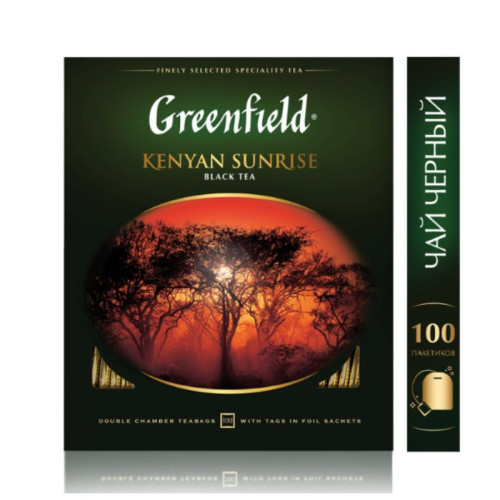 Чай Greenfield Kenian Sunrise черный кенийский, 100 пакетиков