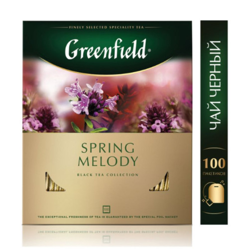 Чай Greenfield Spring Melody черный с чабрецом, 100 пакетиков