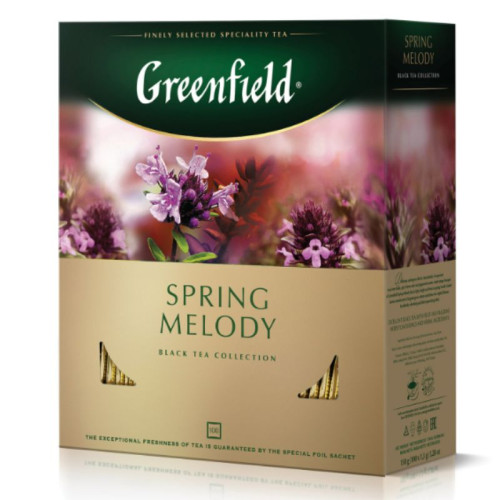 Чай Greenfield Spring Melody черный с чабрецом, 100 пакетиков