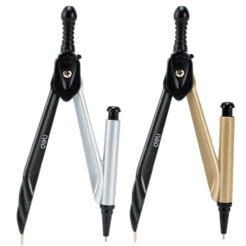 Циркуль Deli "Orbit" G203, 2 предмета, пластиковый футляр, ассорти