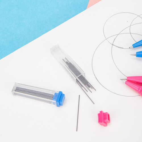 Циркуль Deli "Pioneer", 2 предмета, пластиковый футляр, ассорти 