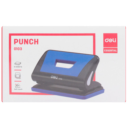 Дырокол DELI до 10 листов, пластиковый корпус, ассорти