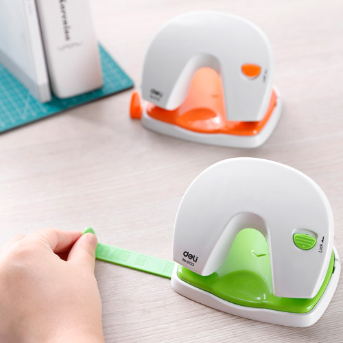 Дырокол DELI, до 20 листов, пластиковый корпус, ассорти