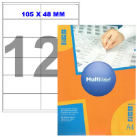 Этикетки самоклеящиеся Multilabel, А4, 105 х 48 мм., 12 шт/лист, 100 л.