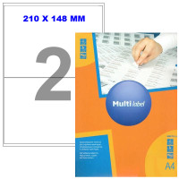 Этикетки самоклеящиеся Multilabel, А4, 210 х 148 мм., 2 шт/лист, 100 л.