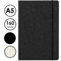 Ежедневник недатированный Deli, А5, 160 страниц, кожзам, на резинке, черный