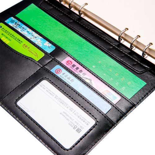 Ежедневник недатированный Deli А5, 240 страниц, на кольцах, кожзам,  черный