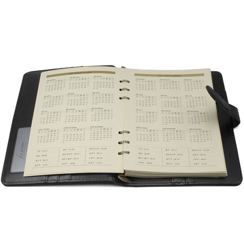 Ежедневник недатированный Deli А5, 240 страниц, на кольцах, кожзам,  черный