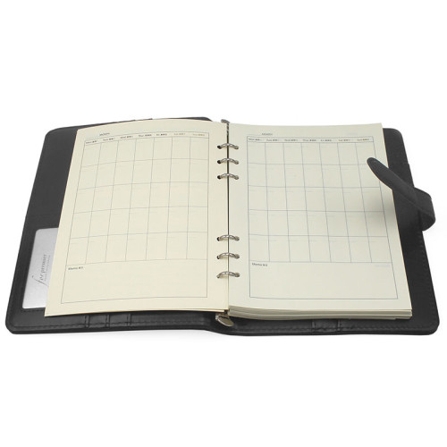 Ежедневник недатированный Deli А5, 240 страниц, на кольцах, кожзам,  черный