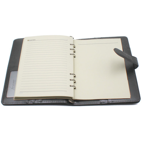 Ежедневник недатированный Deli А5, 240 страниц, на кольцах, кожзам,  черный