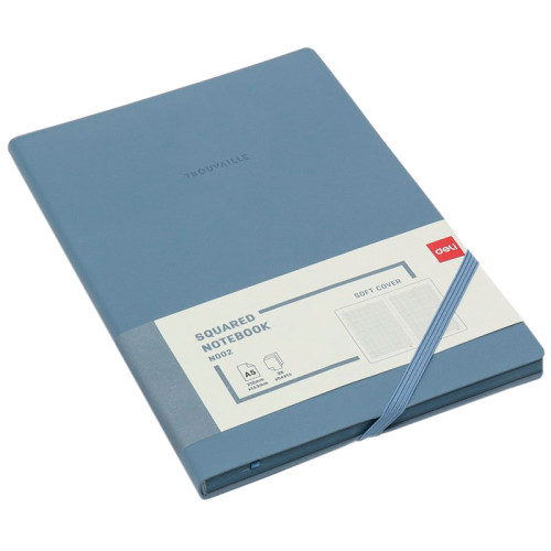 Ежедневник недатированный Deli "Trouvaille" А5, 192 страницы, мягкая обложка, на резинке, синий