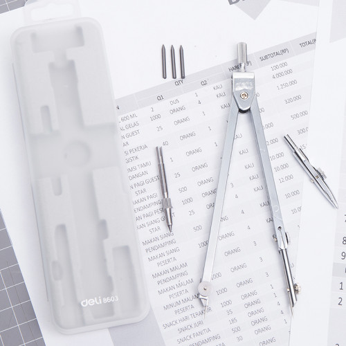 Готовальня Deli 8603, 4 предмета, пластиковый футляр