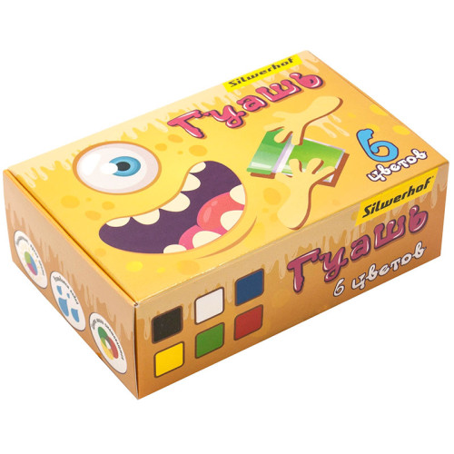 Гуашь Silwerhof "Монстрики", 6 цветов, 20 мл, картон