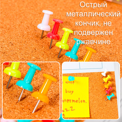 Гвоздики для доски DELI "RIO", цветные, 100 штук в пластиковой коробочке