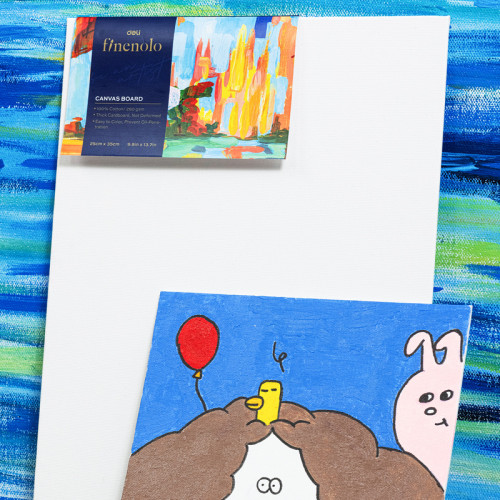 Холст на картоне DELI "Finenolo", 20х20 см, 280 г/м2, среднее зерно, хлопок