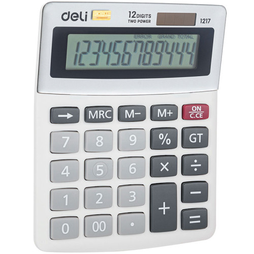Калькулятор настольный DELI "1217" 12 разрядный, 130х105х30 мм, белый