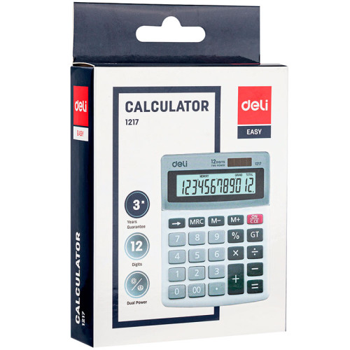 Калькулятор настольный DELI "1217" 12 разрядный, 130х105х30 мм, белый