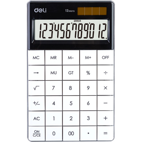 Калькулятор настольный DELI "1589" 12 разрядный, 166х104х15 мм, белый