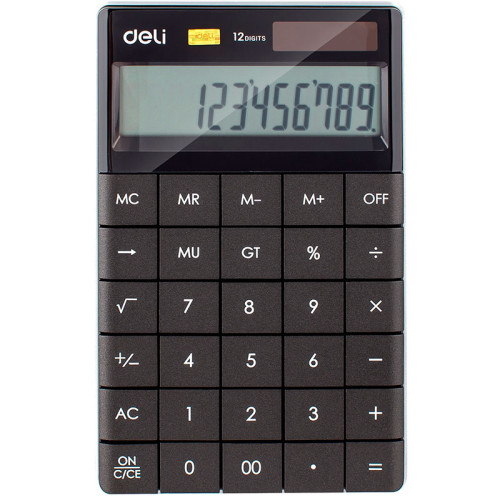Калькулятор настольный DELI "1589" 12 разрядный, 166х104х15 мм, черный
