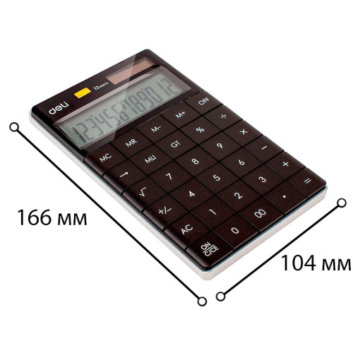 Калькулятор настольный DELI "1589" 12 разрядный, 166х104х15 мм, черный