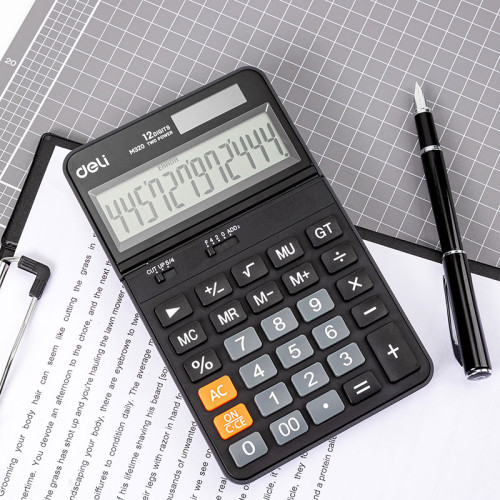 Калькулятор настольный DELI "M320" 12 разрядный, 178х111х22 мм, черный