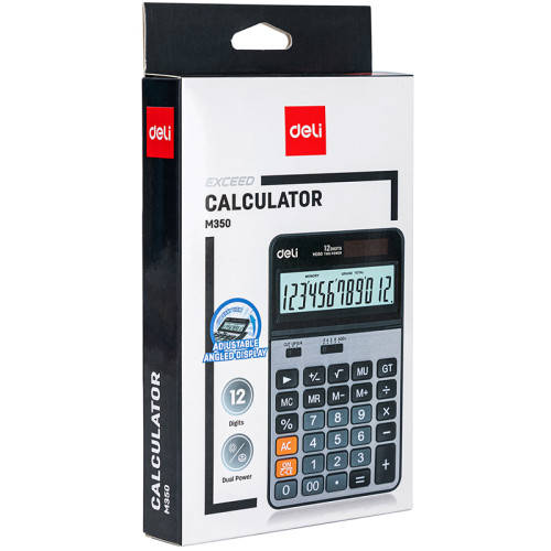 Калькулятор настольный DELI "M350" 12 разрядный, 178х110х26,5 мм, серебро