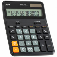 Калькулятор настольный DELI "М666" 12 разрядный, 176.4х129.8х28.4 мм, черный