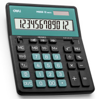Калькулятор настольный DELI "М888" 12 разрядный, 202х159х31 мм, черный/зеленый