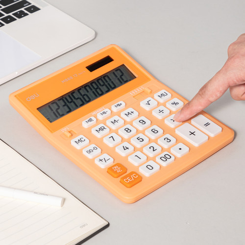 Калькулятор настольный DELI "М888" 12 разрядный, 202х159х31 мм, оранжевый
