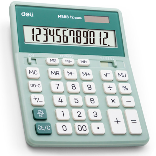 Калькулятор настольный DELI "М888" 12 разрядный, 202х159х31 мм, зеленый